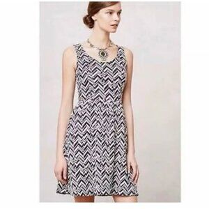 Anthropologie Maeve Size XS Chevron Caldera Sleeveless Scoop Fit & Flare Dress